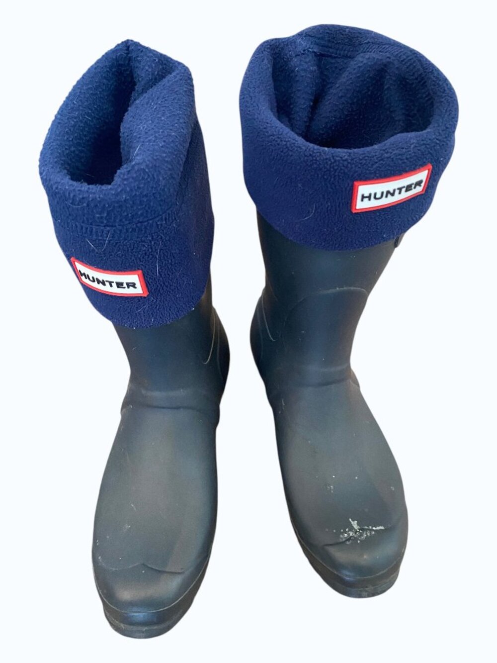 Hunter Original Short Rain Boots Navy Blue w/ Removable Fleece Liners Size 10